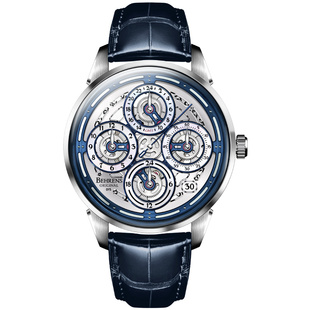 贝伦斯BEHRENS 领航者自动机械腕表GMT两地时国产品牌夜光手表