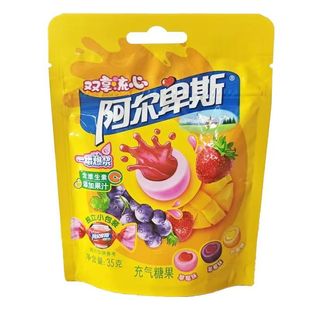 阿尔卑斯双享流心果汁爆浆软糖添加果汁夹心充气儿童糖零食袋装