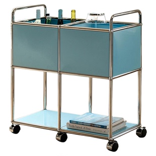 中古USM不锈钢储物小推车收纳筐客厅多功能带轮可移动边几置物架