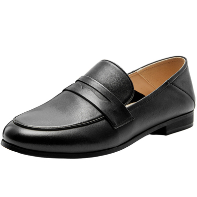 玖熙圆头便士切口通勤平跟乐福鞋