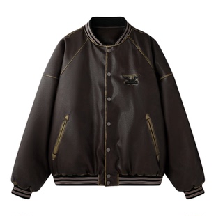 BJHG不计后果90绒水洗皮羽绒服男装冬季外套美式复古棒球羽绒服女
