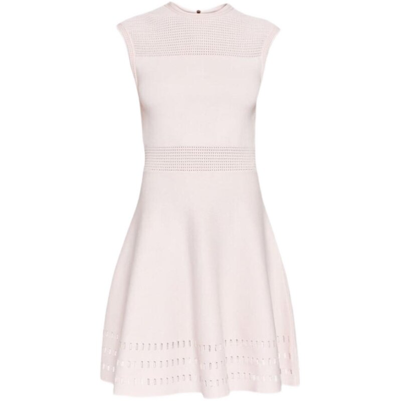TED BAKER连衣裙粉色A字裙无袖纯色针织裙镂空装饰优雅淑女百搭