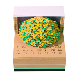 2026年新款树屋桂花树屋创意日历台历带灯手撕3D立体纸雕便签定制