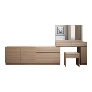 小户型梳妆台卧室斗柜组合简约经济型多功能床尾电视柜实木化妆桌