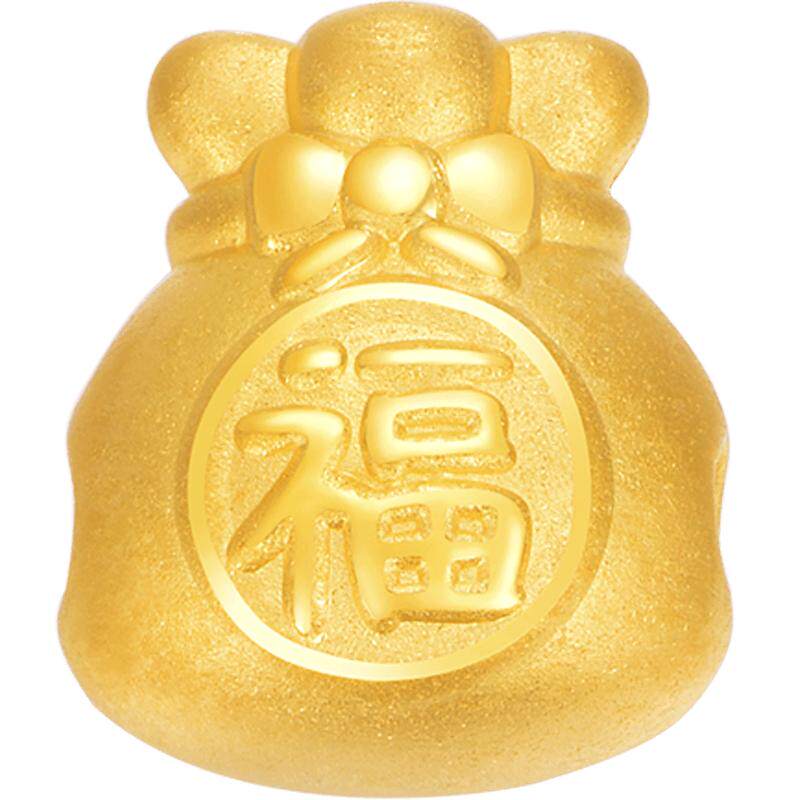 明牌珠宝黄金串珠3d福袋定价吊坠