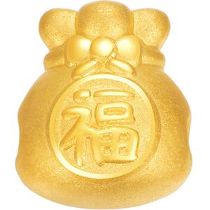 明牌珠宝黄金串珠3d福袋定价吊坠