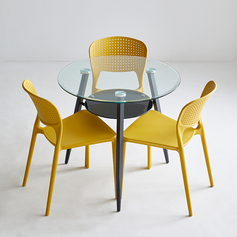 9C钢化玻璃圆桌玻璃餐桌家用玻璃桌子美容院阳台圆桌洽谈前台小桌