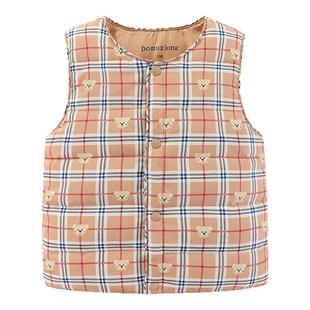 波姆熊2025秋冬季新款儿童宝宝轻薄保暖羽绒马甲马夹男童时尚坎肩