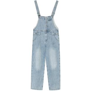 REVAN芮范设计师款减龄浅蓝色牛仔背带裤RN11311093