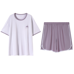 顶瓜瓜情侣睡衣夏薄款男女 带胸垫短袖短裤纯棉家居服套装可外穿
