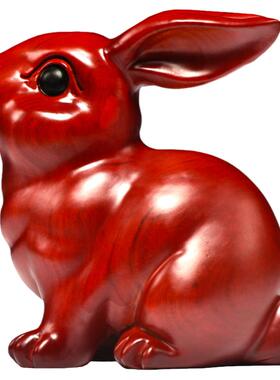 花梨木雕刻兔子摆件电视柜