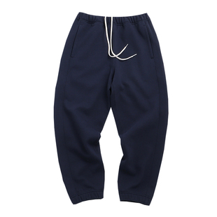 墨蓝色重磅纯棉毛圈布宽松收脚卫裤男休闲百搭运动束脚收口长裤秋