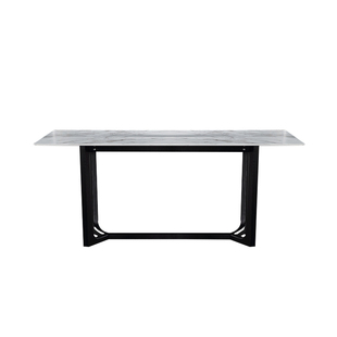 进口岩板意式轻奢大理石餐桌 北欧简约长方形实木支架大理石饭桌