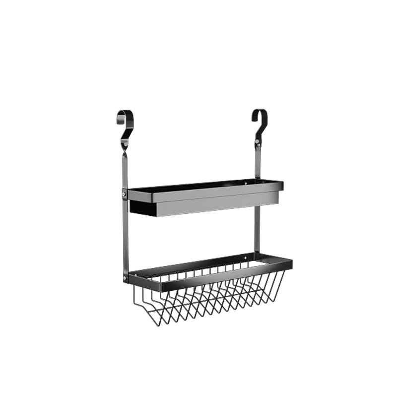 免打孔304不锈钢黑色锅盖收纳架