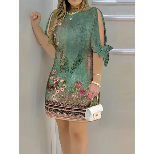 Z 23533 Chinese Retro Print Loose Dress 中式印花连衣裙