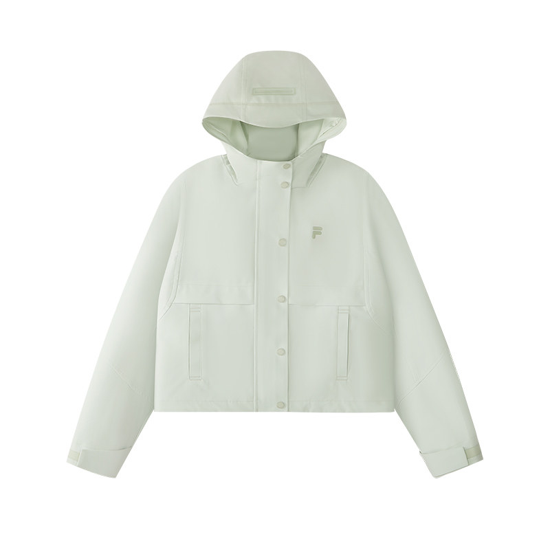 FILA FUSION斐乐潮牌梭织外套女2026夏季新款宽松防泼水连帽上衣
