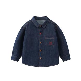 [大师联名]齐齐熊宝宝牛仔衬衫男童外套冬装2025新款儿童长袖衬衣