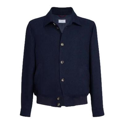 BC BRUNELLO CUCINELLI 男士粗花呢羊毛蚕丝混纺翻领夹克 301574