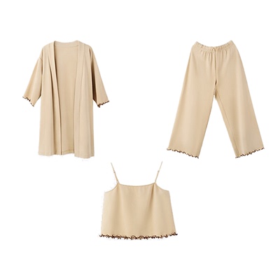 明星同款Chyooh池攸呓语系列袍式居家睡衣三件套女款家居服