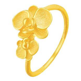 justgold镇金店清韵幽兰足金黄金戒指1727431Y
