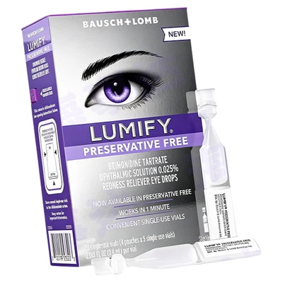 美国LUMIFY滴眼液去除红血丝缓解疲劳发红滋润保湿 0.4ml*20支/盒