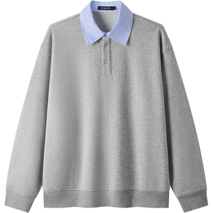 gxg.jeans男装 双色假两件简约时尚宽松翻领卫衣男士 春秋热销