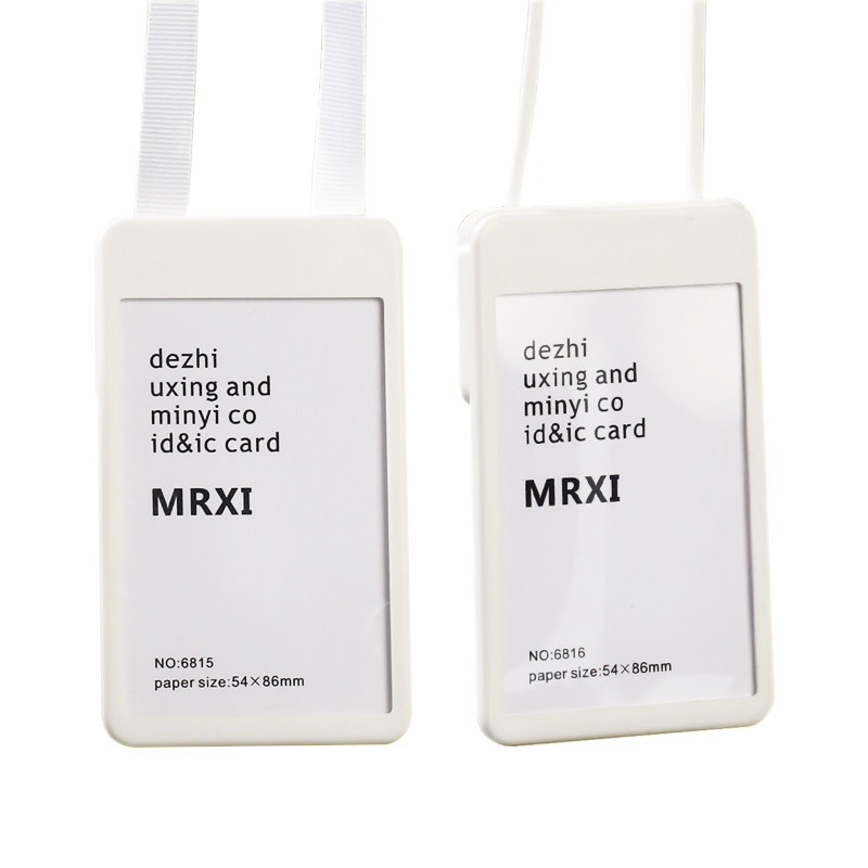 dezhi创意伸缩绳一体式工牌卡套易拉挂绳工作牌胸卡员工牌卡片套门禁胸卡套硅胶圆绳双挂脖黑色工套公司白领