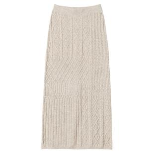 思诺芙德半身裙女羊绒高腰半裙绞花气质中长款针织直筒裙秋冬新款