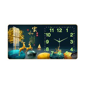 高宅晶瓷画夜光静音客厅简约挂钟