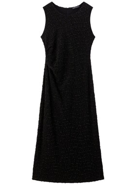 【夜巴黎】太平鸟细闪无袖连衣裙女夏礼服收腰长裙黑吊带