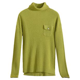 奥莱专柜正品 HZ冬装2025新款 简约肌理感高领复古羊毛长袖毛衣女