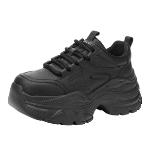 达芙妮黑色厚底老爹鞋女款2026新款春季增高女鞋透气运动休闲鞋子