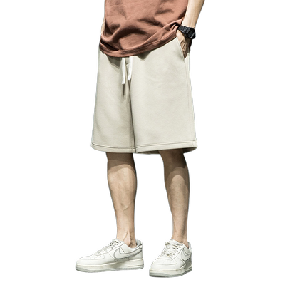 日系简约慵懒风针织短裤男夏季新款宽松大码运动裤休闲五分裤卫裤