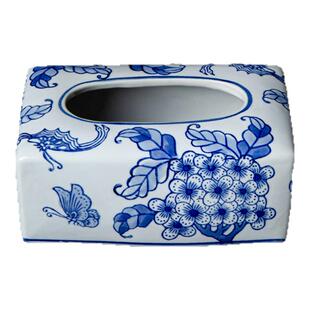 不止 东方巴黎Grisaille青花瓷“大肚容福”纸巾盒新中式客厅摆件