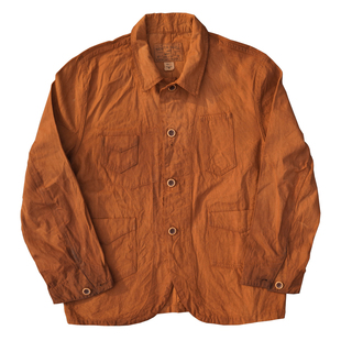 重磅纯棉细帆布手工薯莨染色铁路工装夹克植物染草木染香云染外套