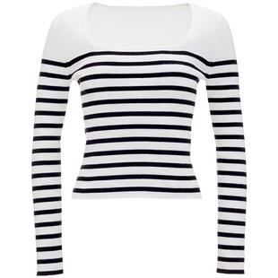 OBEG欧碧倩时尚撞色条纹针织衫季修身方领上衣50461511