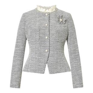 La Koradior拉珂蒂商场同款圆领单排扣法式香风气质短上衣女外套