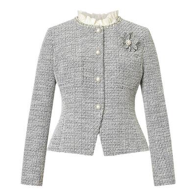 La Koradior拉珂蒂商场同款圆领单排扣法式香风气质短上衣女外套