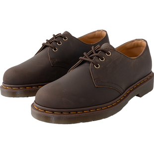 先锋之翼1461疯马皮低帮马丁靴复古德比鞋女棕色牛皮工装风皮鞋男