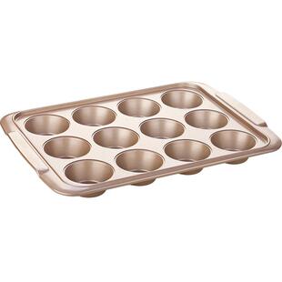 捷克tescoma 黄金12连麦芬蛋糕烤盘 金色不粘烤盘 马芬烘焙模具