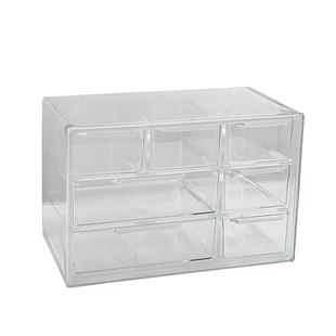 透明九宫格收纳盒大容量亚克力抽屉式文具整理盒桌面首饰储置物架