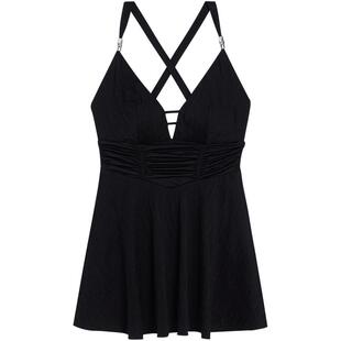 爱慕清浪逐夏女士性感夏季深V裙式连体泳衣AM689301