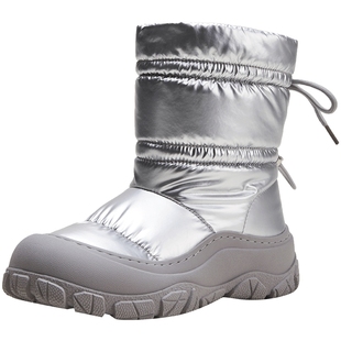 热风女鞋25冬新款女士保暖舒适雪地靴户外厚底短筒靴子棉鞋