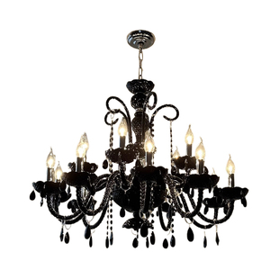 爱丽莎法式客厅吊灯复古黑色高级感欧式宫廷风蜡烛水晶烛台餐厅灯