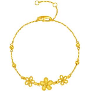 周六福黄金手链女桃花嫁轻婚嫁系列计价足金结婚彩礼三金送礼