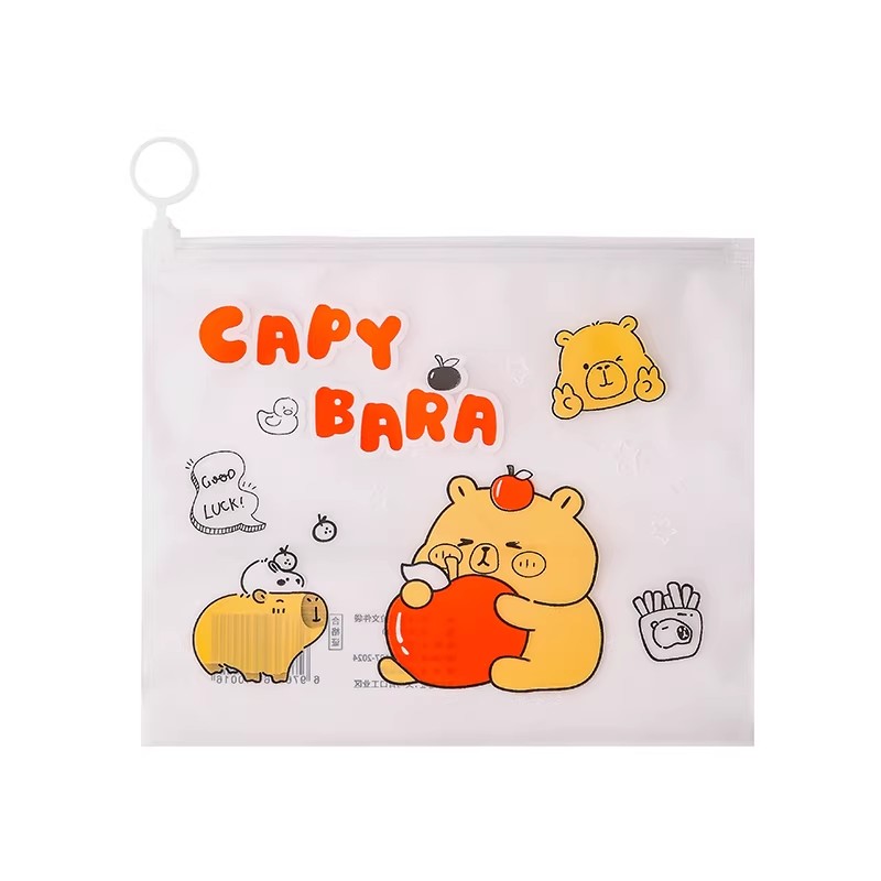 卡皮巴拉透明防水拉链文件袋