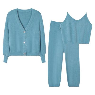 猫人秋冬半边绒加厚家居服女