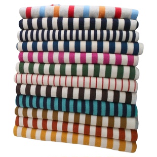 英国品牌纯棉针织布料T恤帽衫裙子家居服装色织彩色条纹双纱汗布