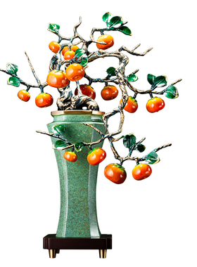 全铜事事如意柿子摆件高档装饰品