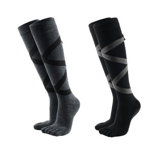 meikan经典款高筒全指瑜伽袜美看普拉提五指袜防滑芭蕾绑带舞蹈袜